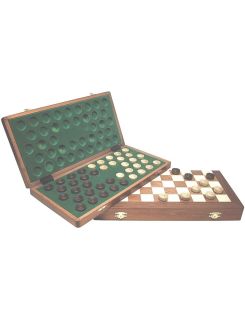 Draughts travel set 39 x 19 cm inlaid