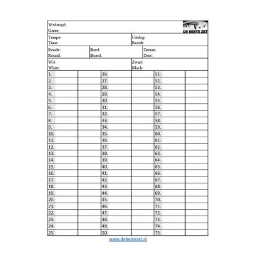 Score sheets single - Pack of 100