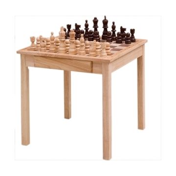 Chesstable rubberwood with chess pieces