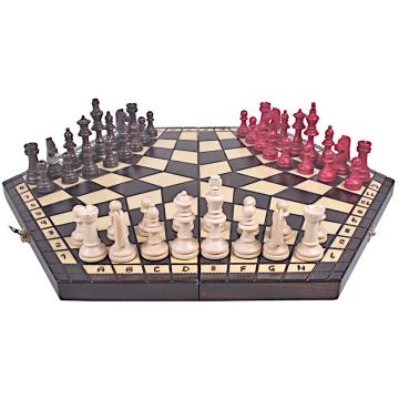 Large 3 player chess set - 270 x 470 x 50 mm - king height 85 mm