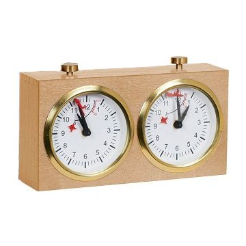 Heavy duty analog wooden tournament chess clock