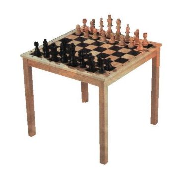 Draughts and chesstable rubberwood with draughts and chess pieces