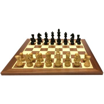 Tournament style chess set - board 44 cm mahogany  / maple - squares 45 mm - size 4