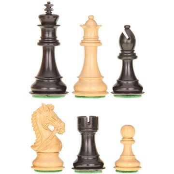 King's Bridal chess pieces weighted - polished and satin black chikri - king height 98 mm (#6)