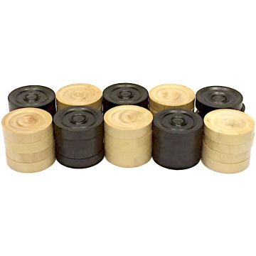 Checkers 32 mm 2 x 20 pieces palmwood - tournament style in wooden box- size 5