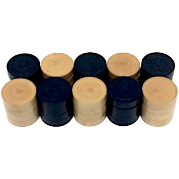 Checkers 35 mm 2 x 20 pieces painted beach in wooden box - size 6