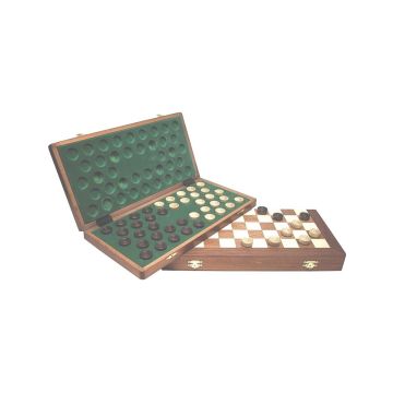 Draughts travel set 39 x 19 cm inlaid