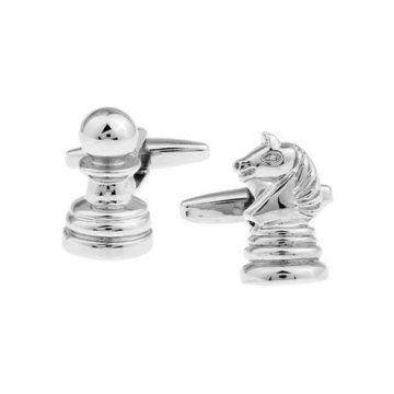 Silver colored chess cufflinks