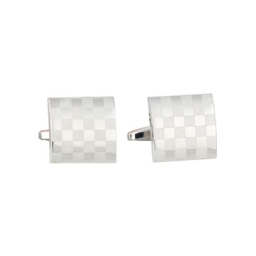 Silver colored checkered cufflinks