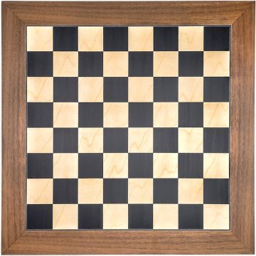 Black and erable luxury chess board 50 cm with walnut border - fieldsize 50 mm - size 5