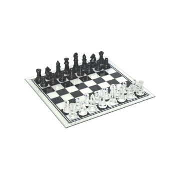 Glass chess set 35 cm - black and translucent pieces