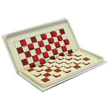 Magnetic draughts travel set 21 x 10 cm