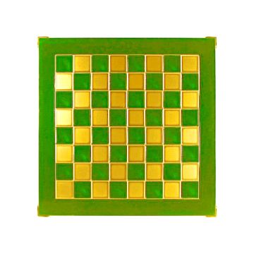 Green enamel and brass chess board 28 cm - size 00