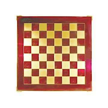 Red enamel and brass chess board 28 cm - size 00