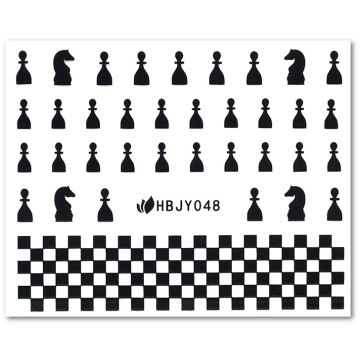 Black chess water-slide nail art 3D decals