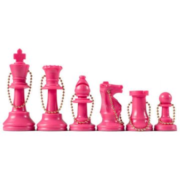 Pink chess key ring set