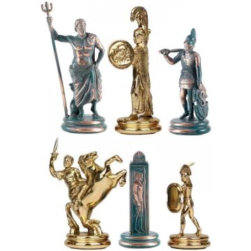 Poseidon gold and antique copper chess pieces - kings height 1103 mm - size 6