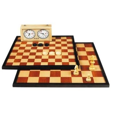 Dambord - schaakbord ingelegd met opstaande rand 55/45 47cm