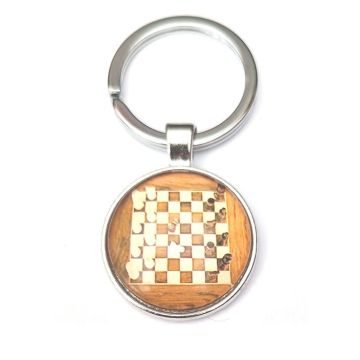Keychain Chess Board brown 27mm