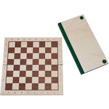 Chessboard 54 cm mahogany - maple with notation - squares 58 mm - maple border - foldable